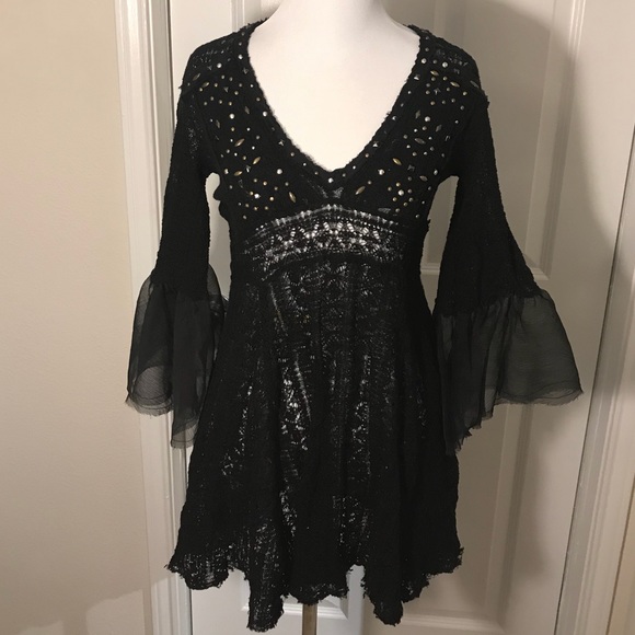NWOT Free People Desert Dreaming Tunic In Black - Picture 2 of 6